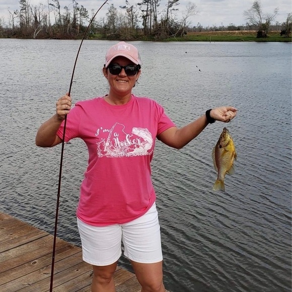 Anvil Womens Size 2XL Ocean Blue Im A Hooker On The Weekend Fishing T-Shirt - Picture 3 of 5